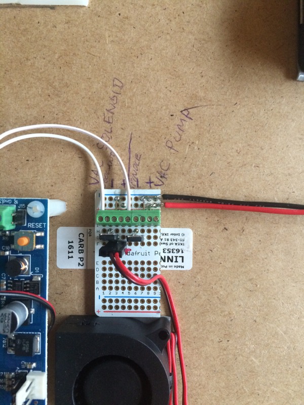 Detail of protoboard and FETs