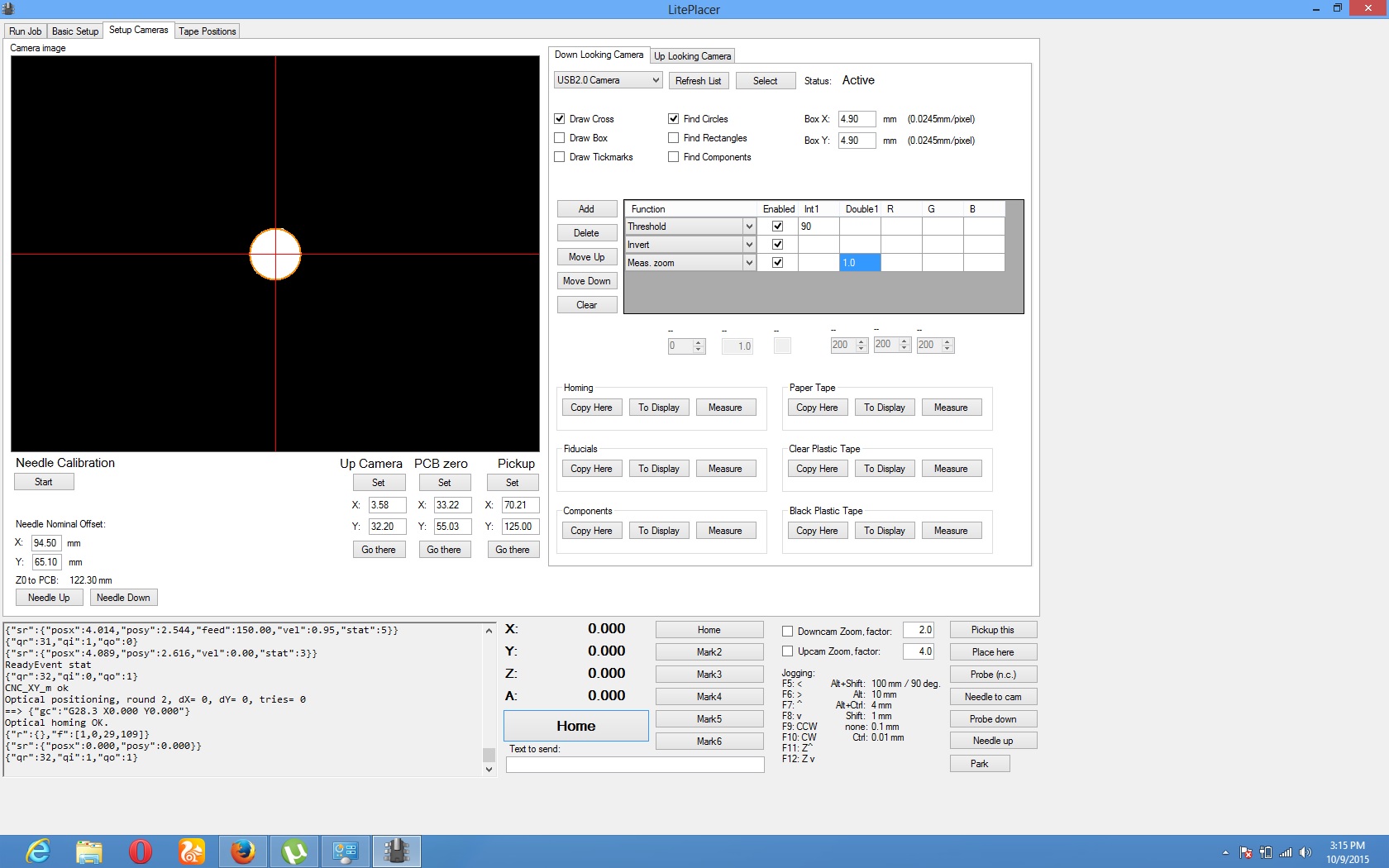 Optical homing:homing mark